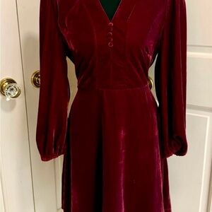 UNTUCKit Rich Burgundy Velvet Long Sleeve Dress